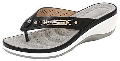 Women's Orthopedic Sandals Flip Flops Arch Support Thong Sandal Ladies Open Toe Wedge Slippers Metal Buckle Shower Sandals House Slippers Shoes Anti Slip Shower Slides Comfortable Slip on Slipper