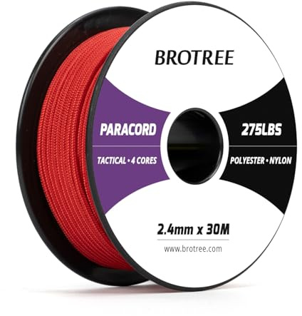 Brotree Paracord 275 2,4mm 30M Nylon Seil mit 4 Kern Schnur