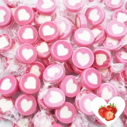 EinsSein Herzbonbons Rosa-Weiß 500g | handgemachte Bonbons Herzform | Gastgeschenke Hochzeit Taufe Valentinstag Muttertag Kommunion | essbare Tischdeko & Süßigkeiten Großpackung Herz