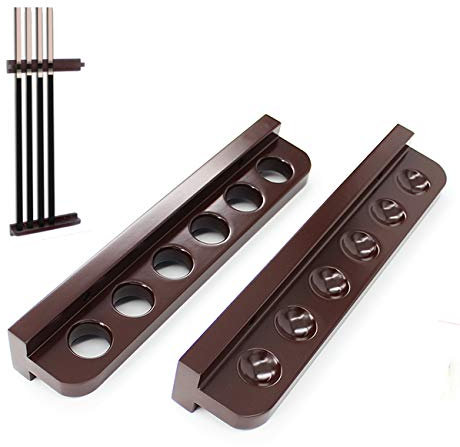 Agashi Hölzerne Poolooker Queue Rack, Billard Stick Stand, Wandmontastöcke Halter Veranstalter, Billardtisch Zubehör Hält 6 Queues/Crimson/L33Cm-H7Cm-W2Cm
