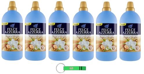 6 X Felce Azzurra – Ammorbidente Concentrato Argan e Vaniglia – Ammorbidente concentrato in Argan e Vaniglia – 41 lavaggi – 1025 ml + portachiavi Beni Culinari