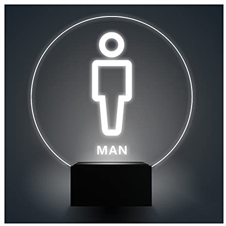 Toilettenschild, Badezimmerschild mit beleuchtetem Rand für Damen, Herren und Damen, LED-Schild aus Acryl, Toilettenschilder für Unternehmen, Metallsockel, 20,3 cm (B)