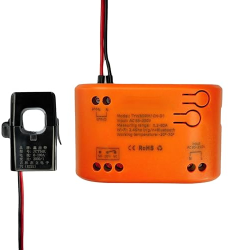 Tuya app WIFI Smart Energy Monitor, Single Phase Clamp Electricity Meter with 1 * 80ACT Current Transformer, Remote Monitor Meter Real-Time Electricity