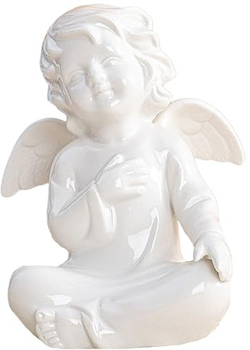 GOOHOCHY Keramik Engel Figur Sitzend Tischdeko Europäischer Stil Hochzeit Deko Für Zuhause Desktop Dekoration Langlebig Sicher