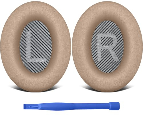 Oumida öronkuddar för Bose QC35 (QC35 ii) ersättning öronkuddar, mjuk svamp läderfodral, äkta proteinläder, ljudisolerande over-Ear hörlurar stoppning för Bose QC25, QC15 (kaki)