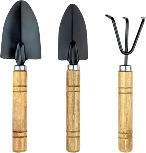 Mini outils de jardin – Lot de 3 outils de jardinage d'intérieur - Petite pelle de jardin - Râteau à main - Bêche de jardinage - Fournitures de jardinage