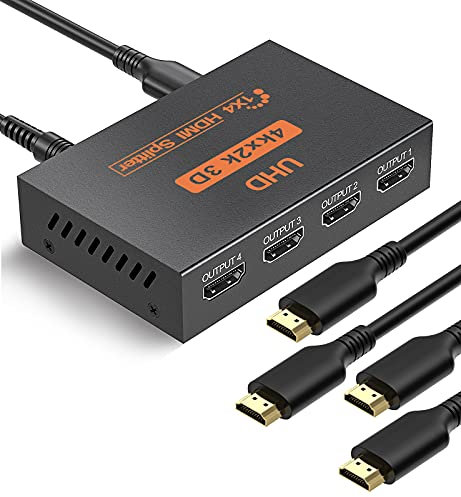 Splitter HDMI 1 in 4 out, Sdoppiatore HDMI Supporta 3D 4K UHD 1080P per PS4/5 Xbox Roku Lettore Blu-Ray HDTV (014)