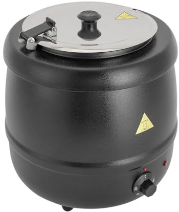 Suppentopf Elektrisch, 10L Speisenwärmer mit Abnehmbaren Deckel, Temperatur 35-80°C Einstellbereich Warmhaltetopf, Chafing dish Elektrisch, für Wohnungen, Restaurants und Frühstücksläden, Schwarz