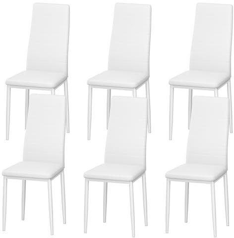 DEWINNER Sedia da pranzo nordica (set da 6), design ergonomico, gambe in metallo, imbottita vintage, sedia da cucina casual con cuciture