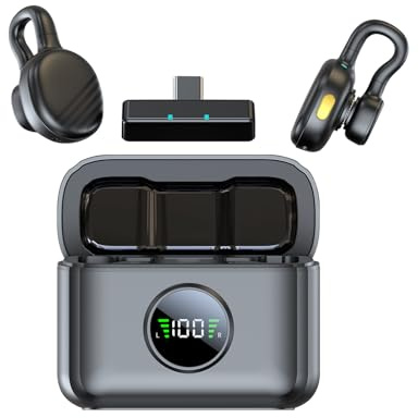 TXTUNE Mini Wireless Microphone for iPhone 15/16 and Android Phone, Clip On USB C Lavalier Mic with Charging Case, 7H Battery, Noise Canceling Lapel Microphone for Video Recording Vlogging, YouTube