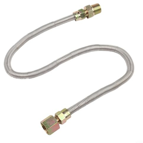 ComfyHarbor Tuyau de gaz ondulé en acier inoxydable de 61 cm, avec connecteurs en laiton, pour cheminée au gaz naturel au propane