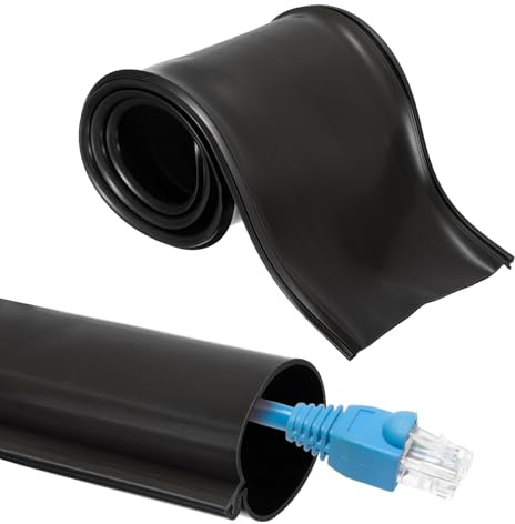 sourcing map 3.3ft Cable Management Sleeve, 2 Inch ID Flexible Cord Wires Hider Cover Insulation Snap-fit Protector for Substation, High-voltage Electrical Networks, Black