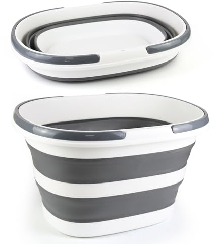 Qcdou Collapsible Bucket, 16L Collapsible Washing up Bowl, Silicone Cleaning Buckets with Handles, Portable Wash Basin, Square Water Bucket for Home Cleaning and Outdoor Use