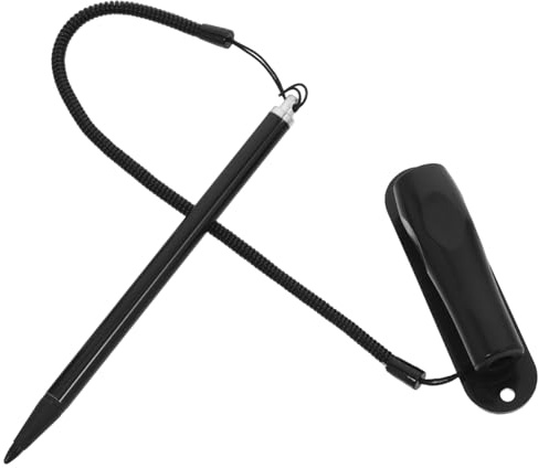Penna per Tablet Resistente con Punta Fine, Tubo in Alluminio Nero | Cavo Elastico, Supporto da Scrivania, Base Fissa, per Schermate Resistive su Telefoni e Dispositivi Gaming