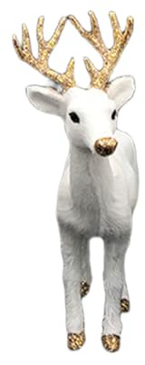 SLXLYH Figurines De Cerf Noël Modèle Animal Rendeer Réaliste avec des Aiguilles Bois Scintillées Et des Centres Centre