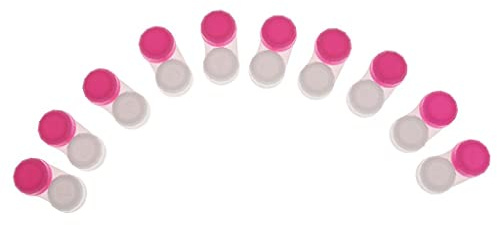 Contact Lens Case 10-Pack - Spill-Proof Soaking Case with Screw Top - Red-Pink Color, Compact 5.5cm (2.2 inch) Portable Design