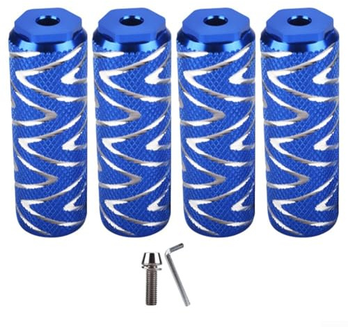 Comgooldool Pedane per bici in lega di alluminio, 4 pezzi, piedini posteriori antiscivolo per mountain bike, bici da strada, include strumenti di montaggio, viti da 5 mm e 6 mm, set di picchetti