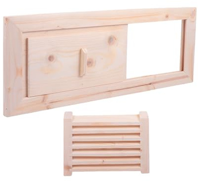 Veemoon Sauna Lüftungsplatte Holz, Quadratische Lamellen Abdeckung | Beige Ausführung, für Dampfraum und Sauna, Saubere Verarbeitung ohne Grate, Leicht zu Montieren