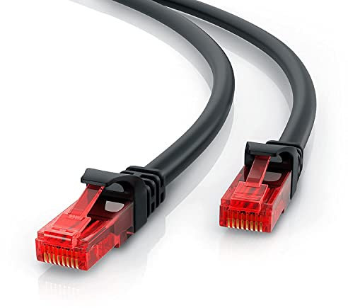 CSL - 1m CAT6 Ethernet LAN Cable - High-Speed Patch Cord - Gigabit RJ45 Network Lead 1000 Mbps - Broadband - Compatible with Raspberry PC Modem Router Patch Panel Smart TV - Black