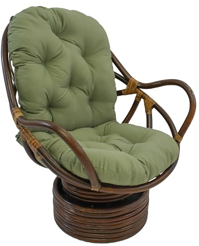 Blazing Needles Solid Twill Swivel Rocker Chair Cushion, 48 x 24, Sage