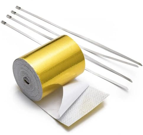 Epman Rollo autoadhesivo de 5 cm x 5 metros que refleja una cinta de protección contra el calor de oro para el rendimiento de la barrera del calor