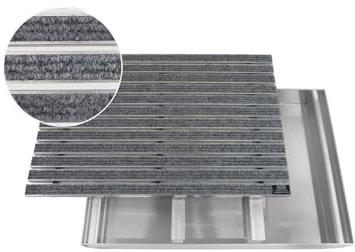 EMCO Eingangsmatte DIPLOMAT Rips hellgrau + ALU Bodenwanne Fußmatte Schuhabstreifer Fußabstreifer, Größe:60x40cm