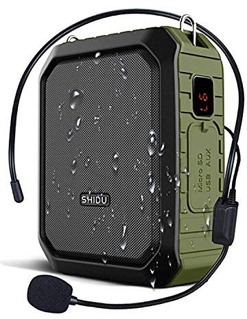 Amplificatore vocale portatile, SHIDU Amplificatore vocale personale 18W con microfono cablato Cuffie Altoparlante Bluetooth impermeabile Sistema PA ricaricabile per esterni, insegnanti, spiaggia