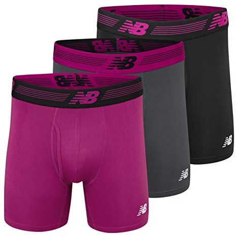 New Balance Men's 6 Boxer Brief Fly Front with Pouch, 3-Pack