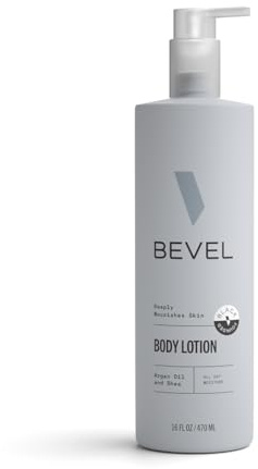 Bevel All Day Body Lotion for Men with Shea Butter and Argan Oil, Lightweight Formula Softens and Smoothes Skin, 16 Oz (Packaging May Vary)