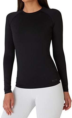 TCA SuperThermal Maglia Termica Donna Sportiva - Maglietta Manica Lunga Invernale - Magliette Termiche - Maglie Invernali - Intimo Termico Tecnico Sci - Maglia Intima Quickdry - Nero, S
