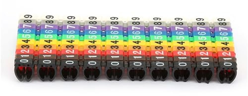 100pcs Marcatore di Numerazione Fili, Marcatore per Cavi In ​​Plastica Marcatore per Cavi Design a Clip Tubo Colorato per Contrassegnare I Cavi con Codice Colore 6mm²
