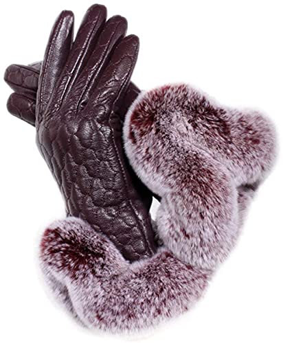 GHCXY Unisex-Erwachsene Fäustlinge Handschuhe Damen Warm Mode Einfach Winter Einfarbig Spar Glamorous Fluffy Outdoor Lederhandschuhe Lila M