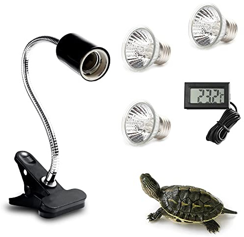 YALIKESI Lampe Chauffante Tortue Lampe tortue avec 3 Bulb Baking Lamp support réglable et Pince Pivotante, Lampe chauffante tortue pour aquarium Turtle