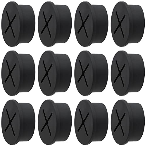 Desk Grommet, 1 Inch Flexible Rubber Grommets, Silicone Cable Cord Grommet Wire Hole Cover for Desk, Table and Other Furnitures(12Pack)