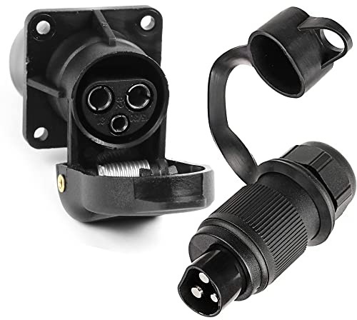 DARKGUARD Dreipoliger Stecker Traktor und 3Poliger Steckdose Traktor,3polig Landwirtschaftliche Stecker Steckdose 12v und 24v,Adapter 3polig für Wohnmobile Anhänger Boot (Stecker und Steckdose K1S41)