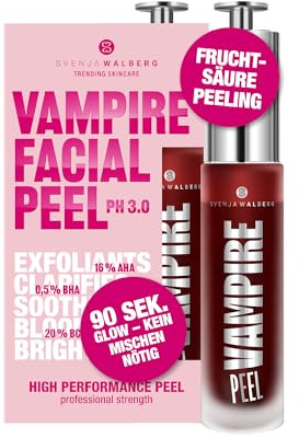 VAMPIRE FACIAL PEEL – fruktsyrepeling – 16 % AHA + 5 % TXA peeling med omedelbar effekt – porförfinande – Glow-Boost – mot pigmentfläckar – vegan – pH 3.0 – ingen blandning krävs