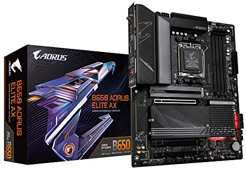 Gigabyte B650 AORUS Elite AX (AM5/ LGA 1718/ AMD B650/ ATX/Garantie 5 ans/ DDR5/ M.2/ PCIe 5.0/ USB 3.2 Gen2X2 Type-C/WiFi 6E/2.5GbE LAN/Q-Flash Plus/EZ-Latch/Gaming Carte mère)