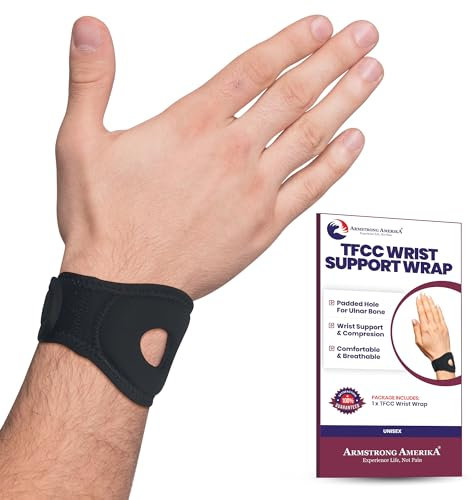 Wrist Wrap Compression Wrist Brace For TFCC Tears | Carpal Tunnel Pain & Tendonitis Relief | Padded Hole For Ulnar | Wrist Support For Working Out | Wrist Wraps for Men Women | Fits Both Wrists (L)