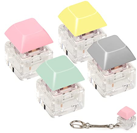 SAVITA 4pcs Keyboard Fidget Keychains, Finger Decompression Toy Button Fidget Toy Keychain Clip Keycap Clicker Fidget Keycap Keychain for Students Teens Adults Relieving Stress,Small