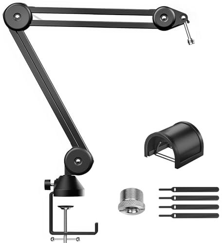 Mikrofon Arm Ständer Schreibtisch, TONOR Mikrofonarm Mikro Mic Microfono Arm mit Extragroßer Popschutz Kabelbindern mit hoher Kompatibilität für alle Mikrofon, T40
