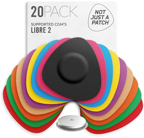 Not Just A Patch Freestyle Libre 2 Protections de capteur (20unité) Patchs Lingo CGM pour Freestyle Libre 2 - Résistants à l'eau et durables pendant 10 à 14 jours - Prédécoupés (Multicolores)
