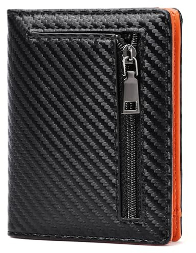 GAEKEAO Geldbörse Herren Slim Wallet mit Münzfach Portmonee Klein RFID Schutz Portemonnaie Geldbeutel Herr, 6 Kreditkarteninhaber, 1 ID-Fenster, 1 Banknotenfächer und 1 Reißverschlusstasche