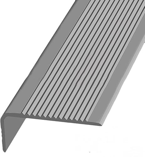 JUUBND Treppe Kantenband Treppenstufen, Treppenprofil, Treppenkante, Breite 3 x 7 cm, Treppenkantenschutz, rutschfeste Gummi-Treppenstufen für den Außenbereich-Gray||1.1m