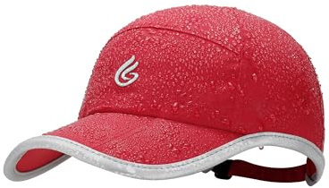 Gisdanchz Baseball Cap Basecap Herren Damen Regenhut Wasserdicht Uv Schutz Kappe Cappy Mann Schirmmütze Faltbarer Reflektierender Golf Sport Lauf Running Cap Wandern Tennis Rot 58CM
