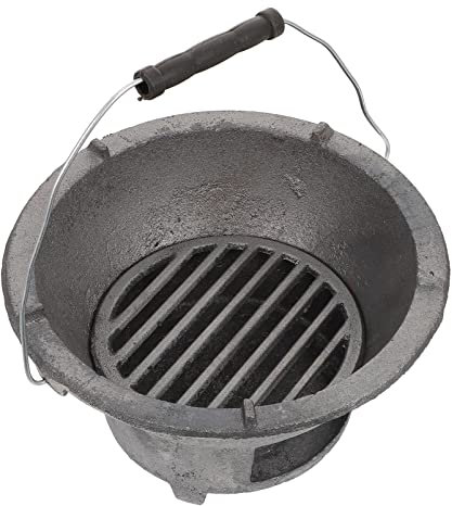 Mini gril à charbon de bois rond, réchaud de camping, poêle de barbecue portable en fonte, grill japonais Hibachi Yakitori, barbecue de table pour hot pot, pique-nique en plein air, table coréenne