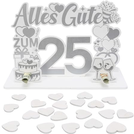TGFIX Silberhochzeit Geldgeschenk Holz Kreative Geschenke zur Silberhochzeit 25. Hochzeitstag Geld Geschenk 25. Jahrestag Aufsteller Silberhochzeit Geschenkideen für 25 Silberne Hochzeit Tischdeko
