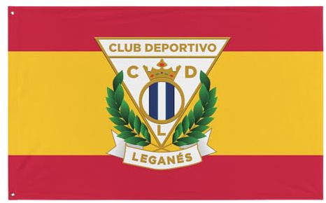 Gemelolandia | Bandiera del calcio Leganese con bandiera della Spagna 150x90cm | Calcio, sportivo, per gli amanti dello sport, decorazione di spazi
