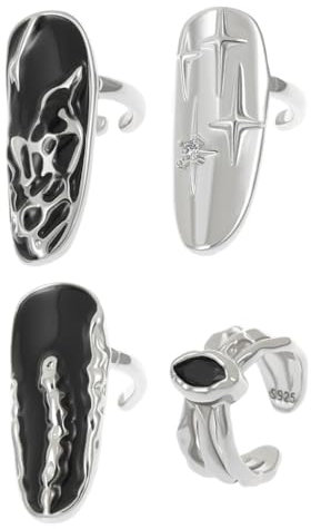 Ruarby Gothic-Fingerspitzen-Schmuck, Nagelringe, Öffnungsring, unregelmäßiges Muster, Fingerspitzenring, Modeschmuck, Gelenkringe, Wie beschrieben