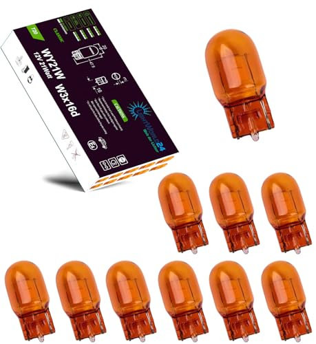 LIGHTWORLD24 Lot de 10 ampoules de clignotant WY21W T20 12V Orange Jaune Base en verre W3X16D Ampoule 21W Ampoule clignotant Ampoule 21 Watt