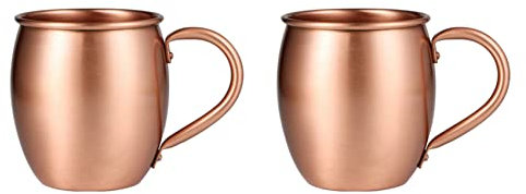 ISTOVO 2X 530ML 100% Pure Copper Mug Mug Drum Cup Cocktail Cup Pure Copper Mug Restaurant Bar Cold Drink Cup, B